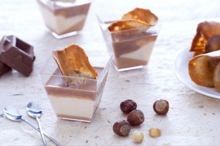 Verrine au gianduja et tuile à la noisette