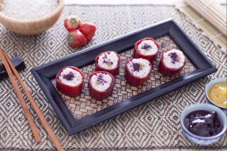 Sushi sucré avec confitures variées