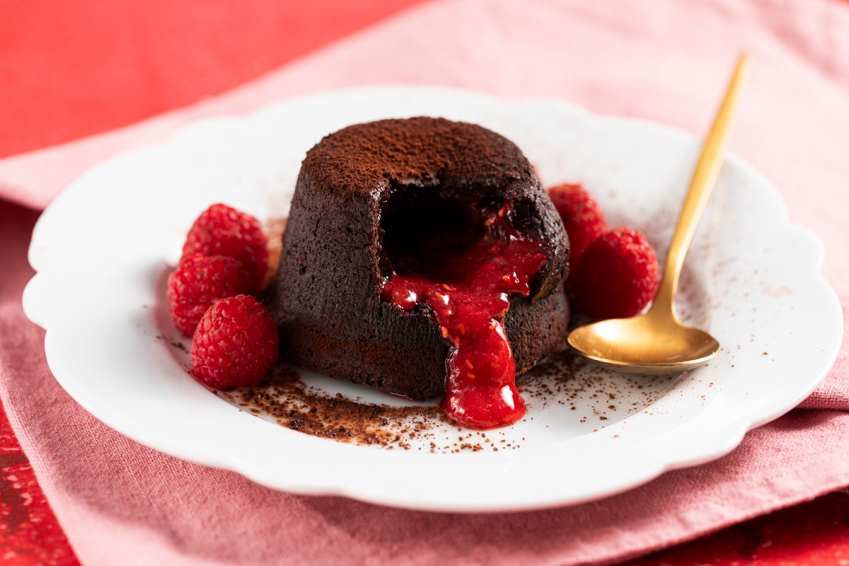 Moelleux au chocolat avec cœur de framboise
