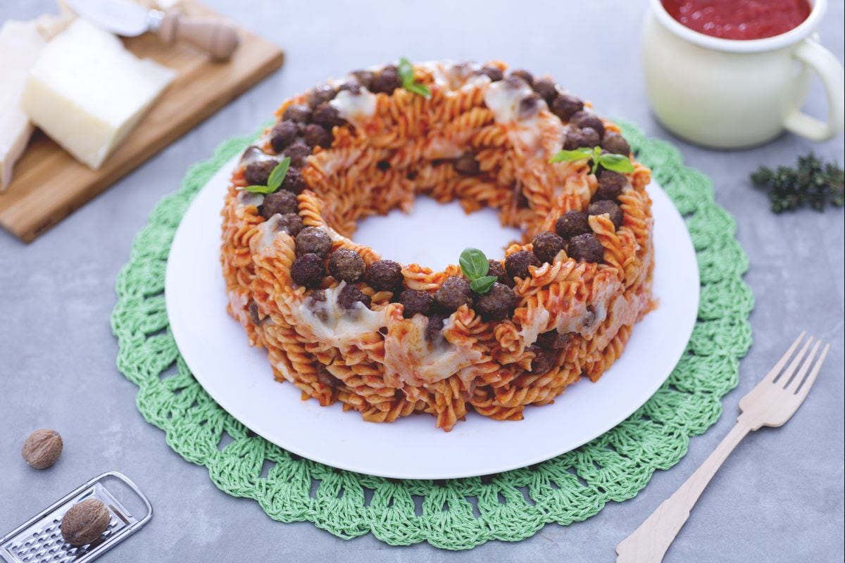 Couronne de pâtes gratinées