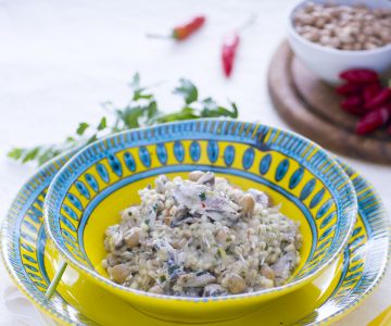 Orzotto aux pois chiches, anchois et ricotta salée