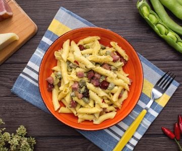 Garganelli fèves et speck
