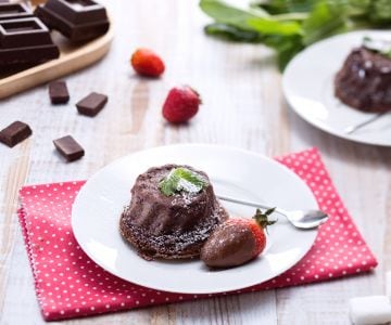 Fondant au chocolat et fraises