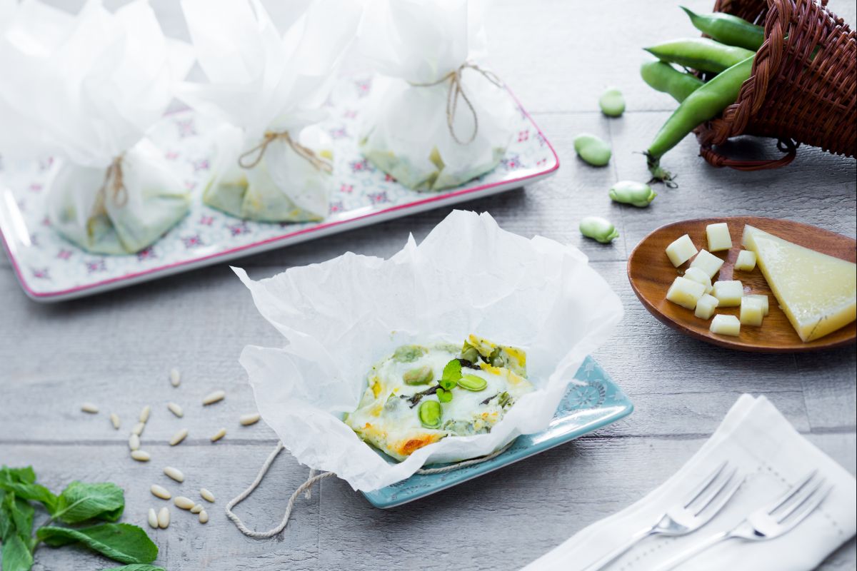 Papillotes de fèves et fromage
