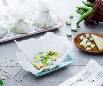 Papillotes de fèves et fromage