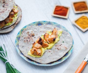 Poulet tandoori avec chapati et sauce au curcuma