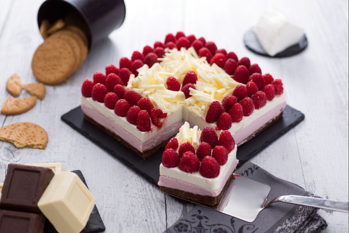 Cheesecake au chocolat blanc et framboises