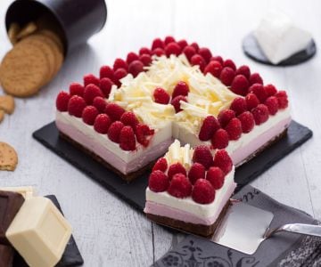 Cheesecake au chocolat blanc et framboises