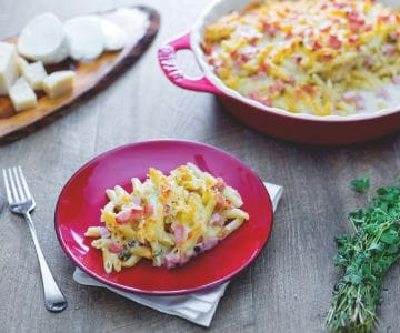 Gratin de mini penne avec jambon et mozzarella