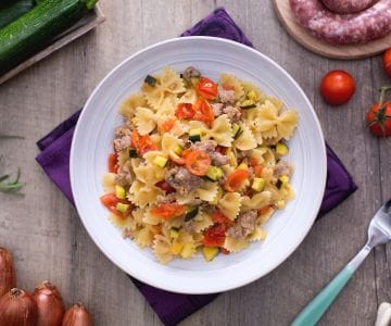 Pâtes aux courgettes et saucisse