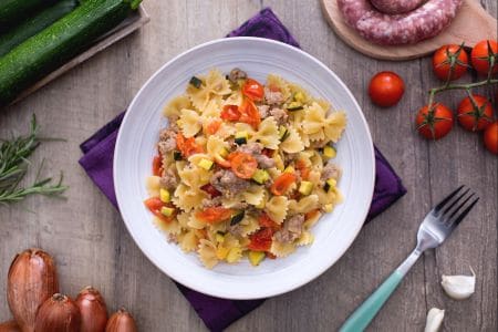 Pâtes aux courgettes et saucisse