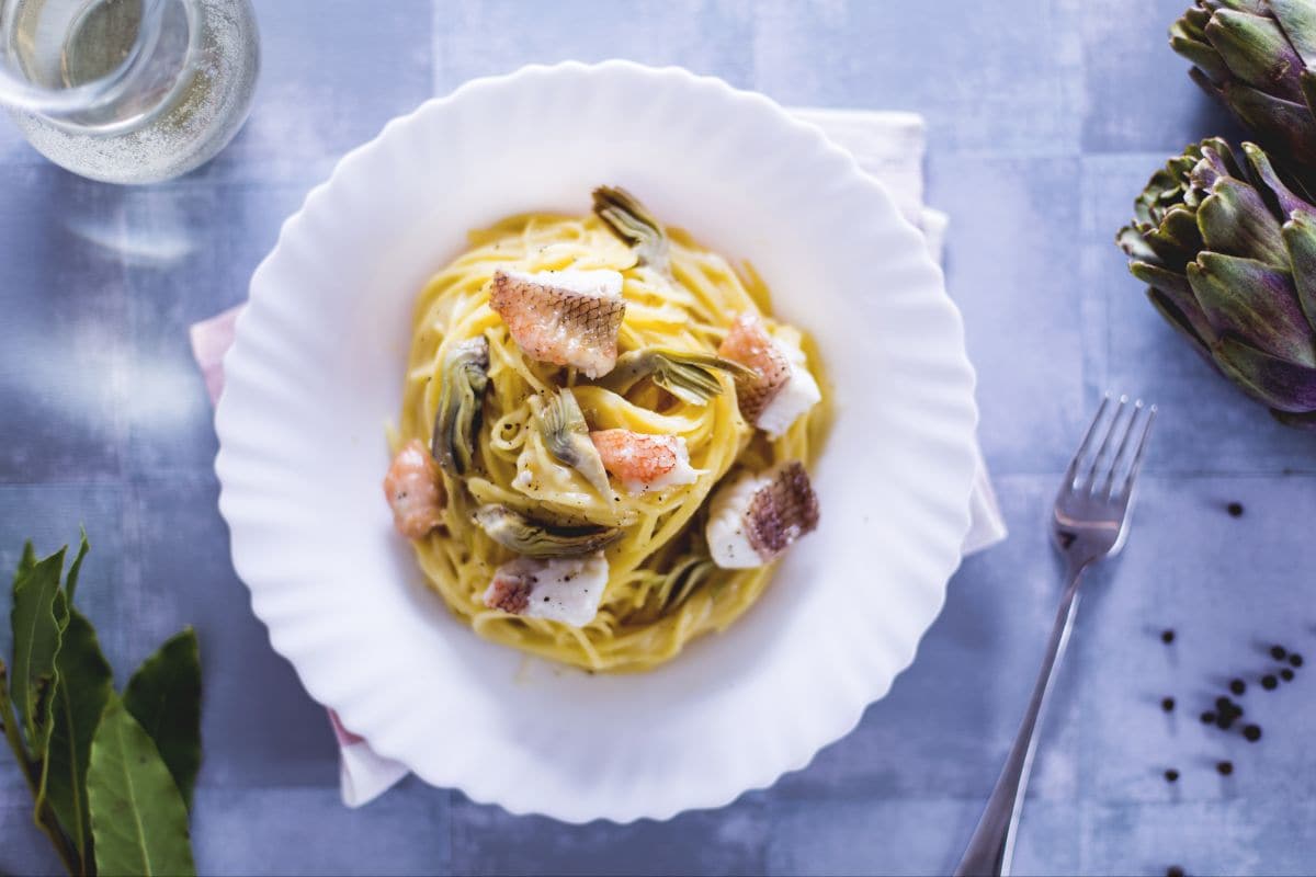 Spaghetti rascasse et artichauts