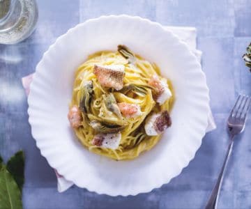Spaghetti rascasse et artichauts