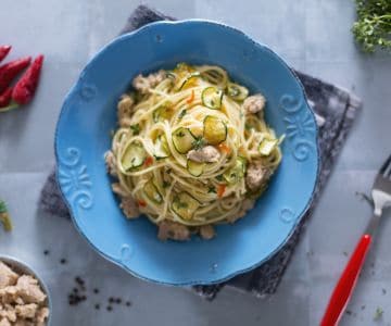 Spaghetti au thon et courgettes