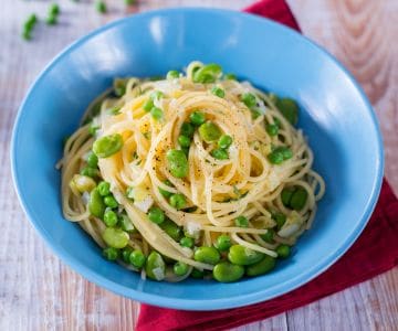 Pâtes aux fèves et petits pois