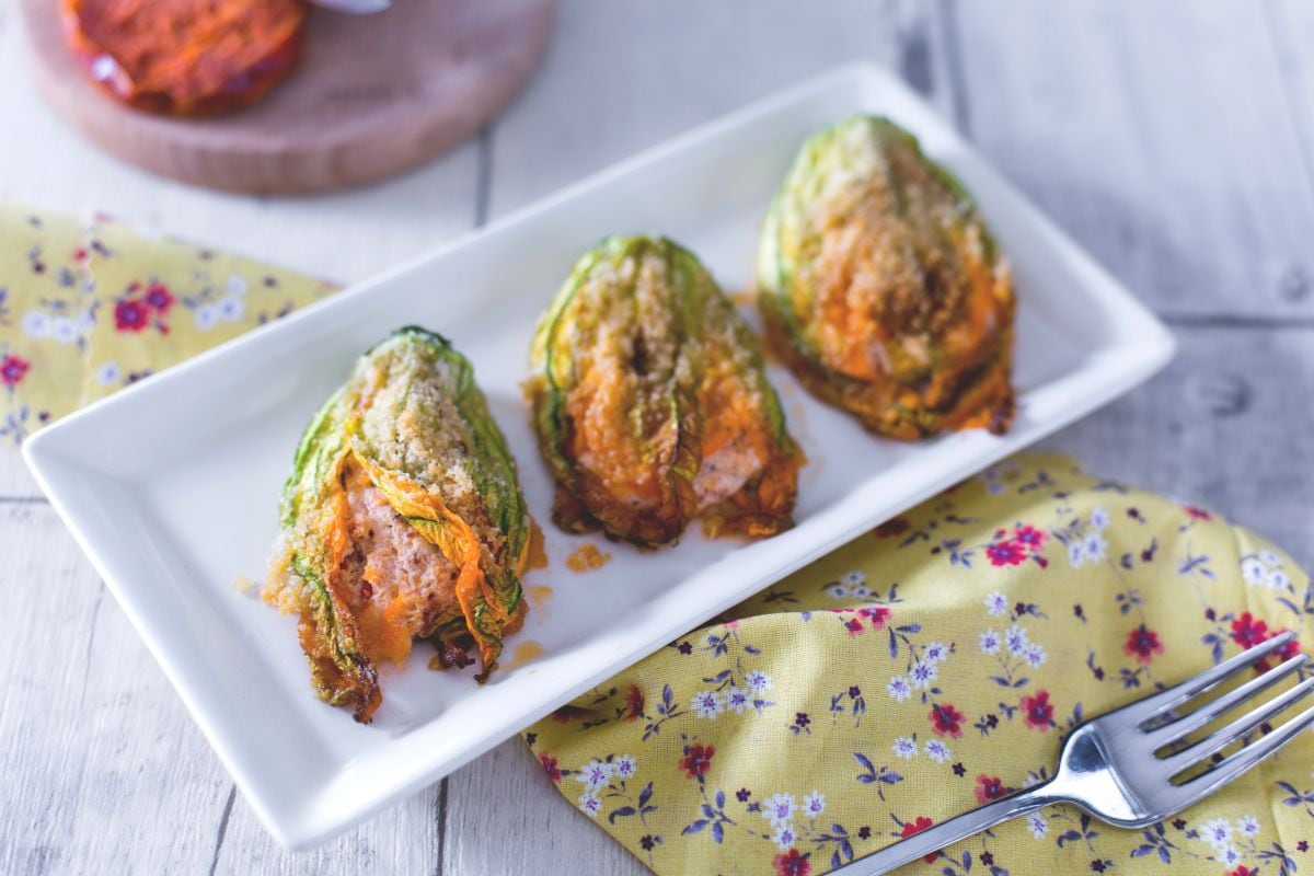 Fleurs de courgette au four
