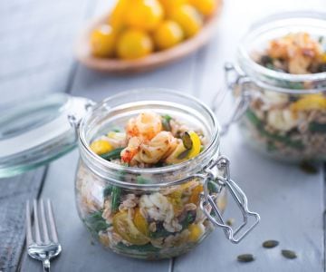 Salade de petit épeautre et crevettes