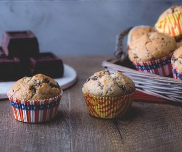 Muffins à la banane et pépites de chocolat (muffins du bonheur)