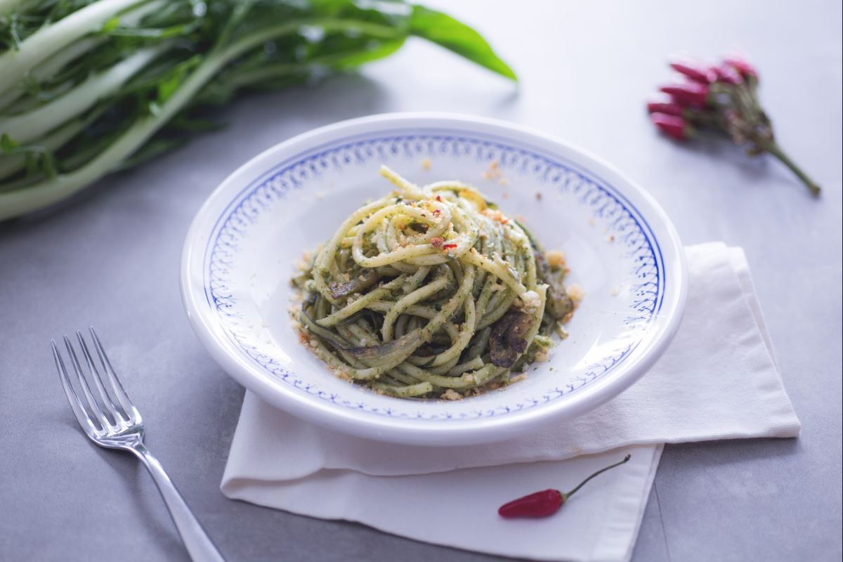 Pâtes aux puntarelle cuites