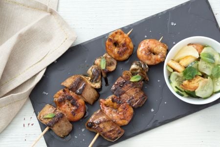 Brochettes de poisson à la sauce Worcestershire