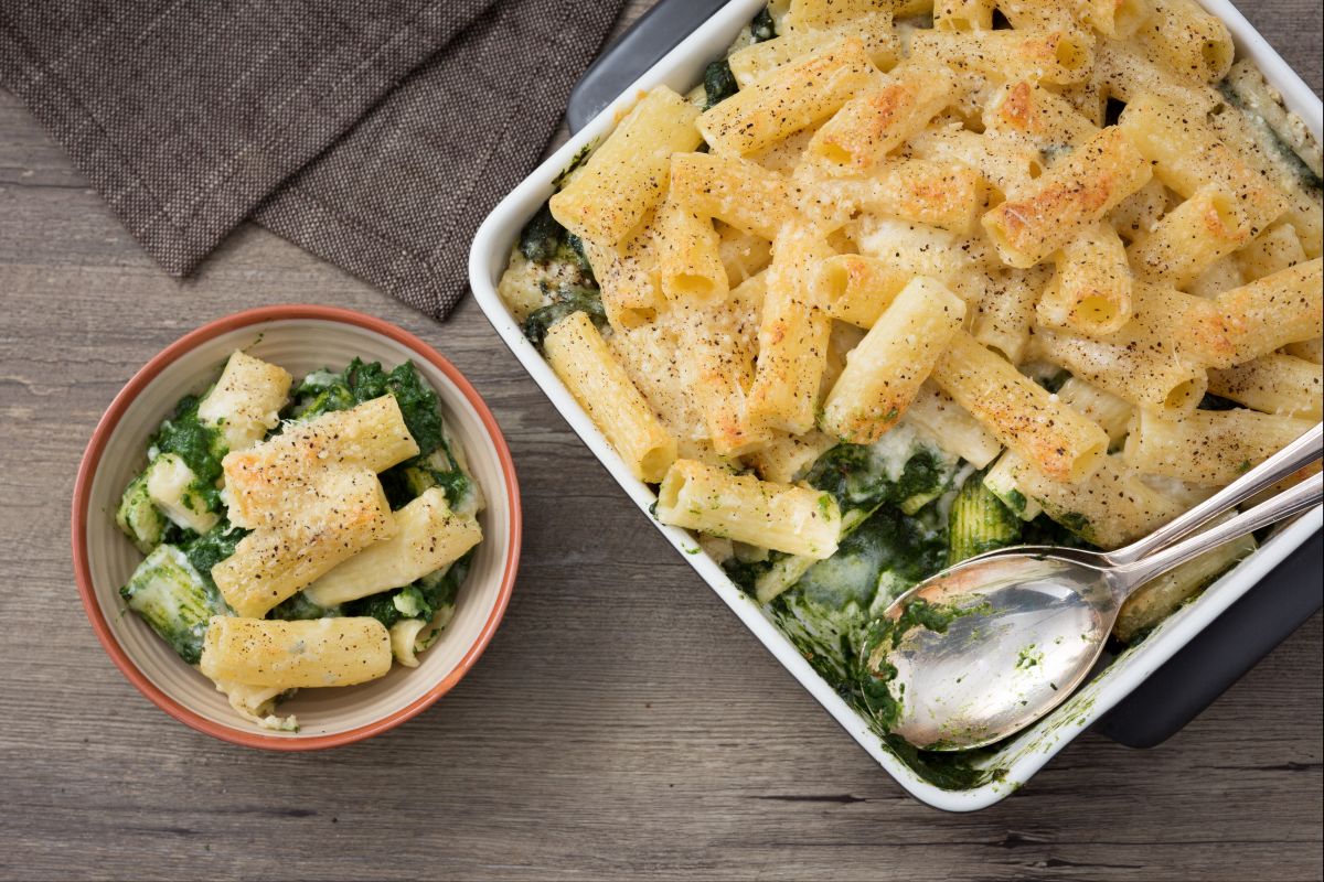 Pâtes gratinées aux épinards