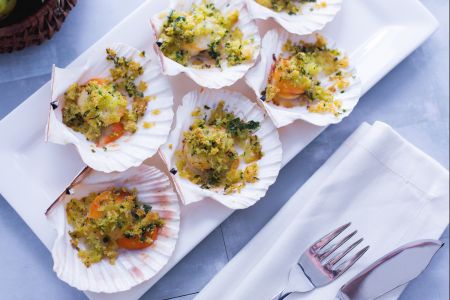 Coquilles Saint-Jacques gratinées