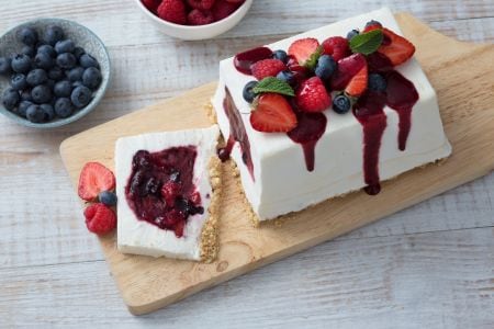 Brique au yaourt avec fruits des bois