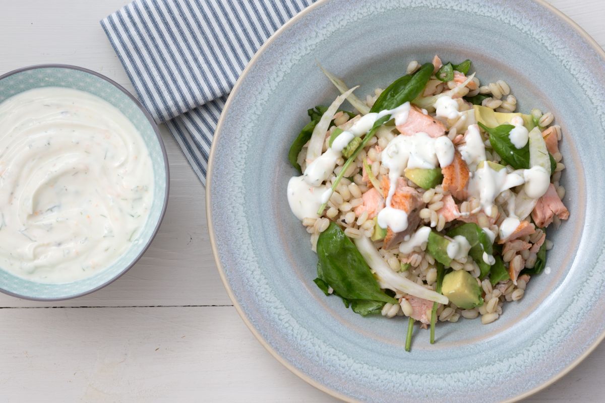 Salade d'orge et saumon