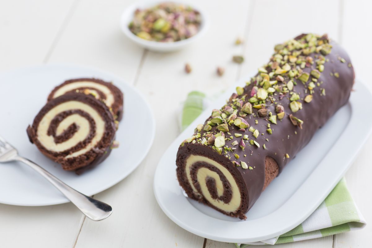 Roulé au chocolat et pistache