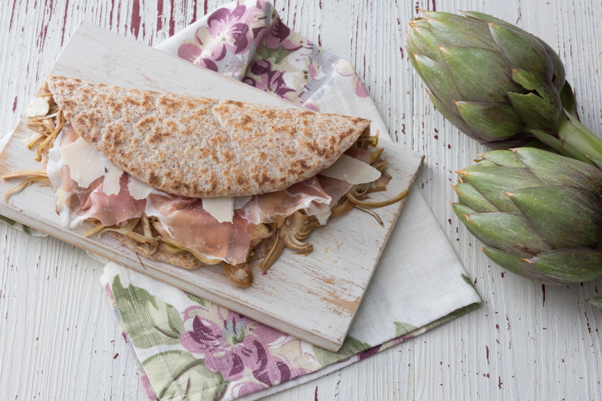 Piadina culatello et artichauts