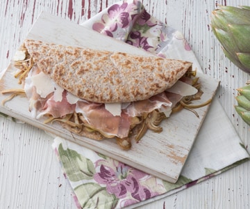 Piadina culatello et artichauts