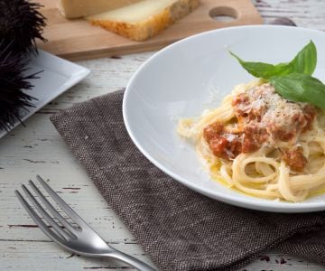 Spaghetti cacio, poivre et oursins
