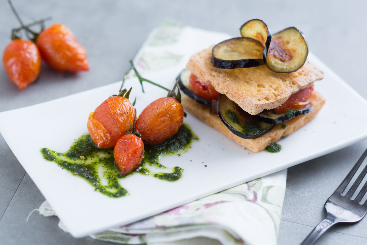 Millefeuille de tofu et aubergines