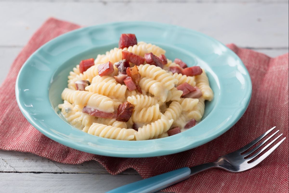 Pâtes aux 4 fromages et speck