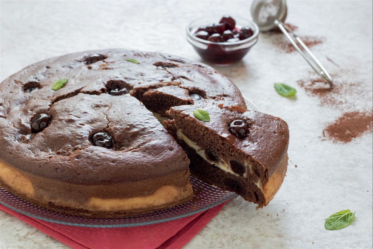 Gâteau au cacao, ricotta et griottes