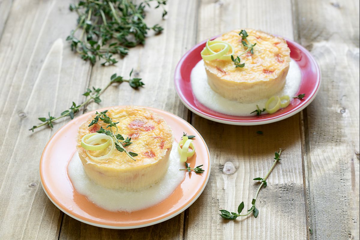 Flan de poivrons et poireaux